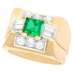 Bague cocktail en or avec émeraude de 1,02 carat et diamants de 1,05 carat