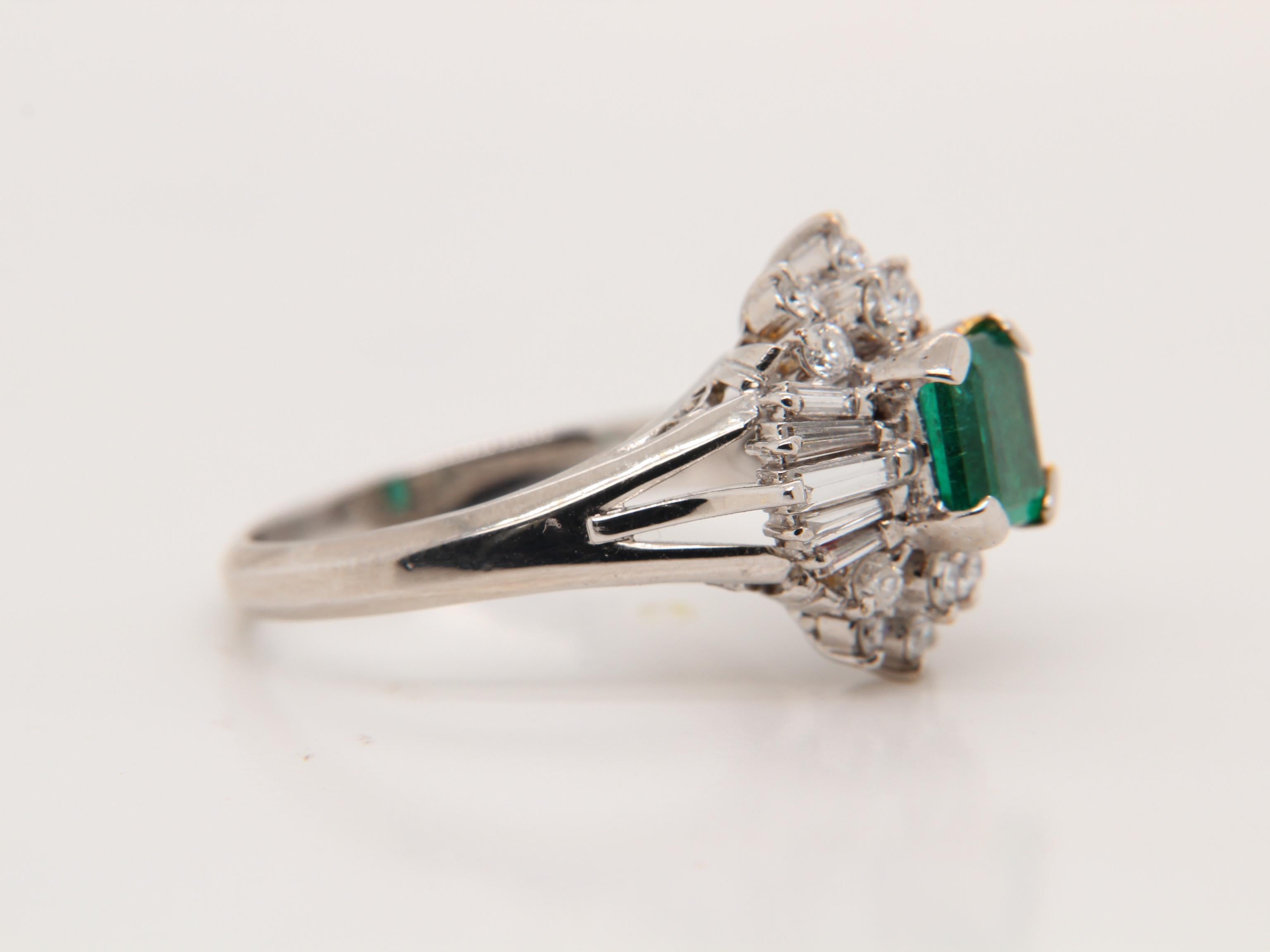 Cushion Cut 1.02 Carat Emerald and Diamond Ring in 18 Karat Gold