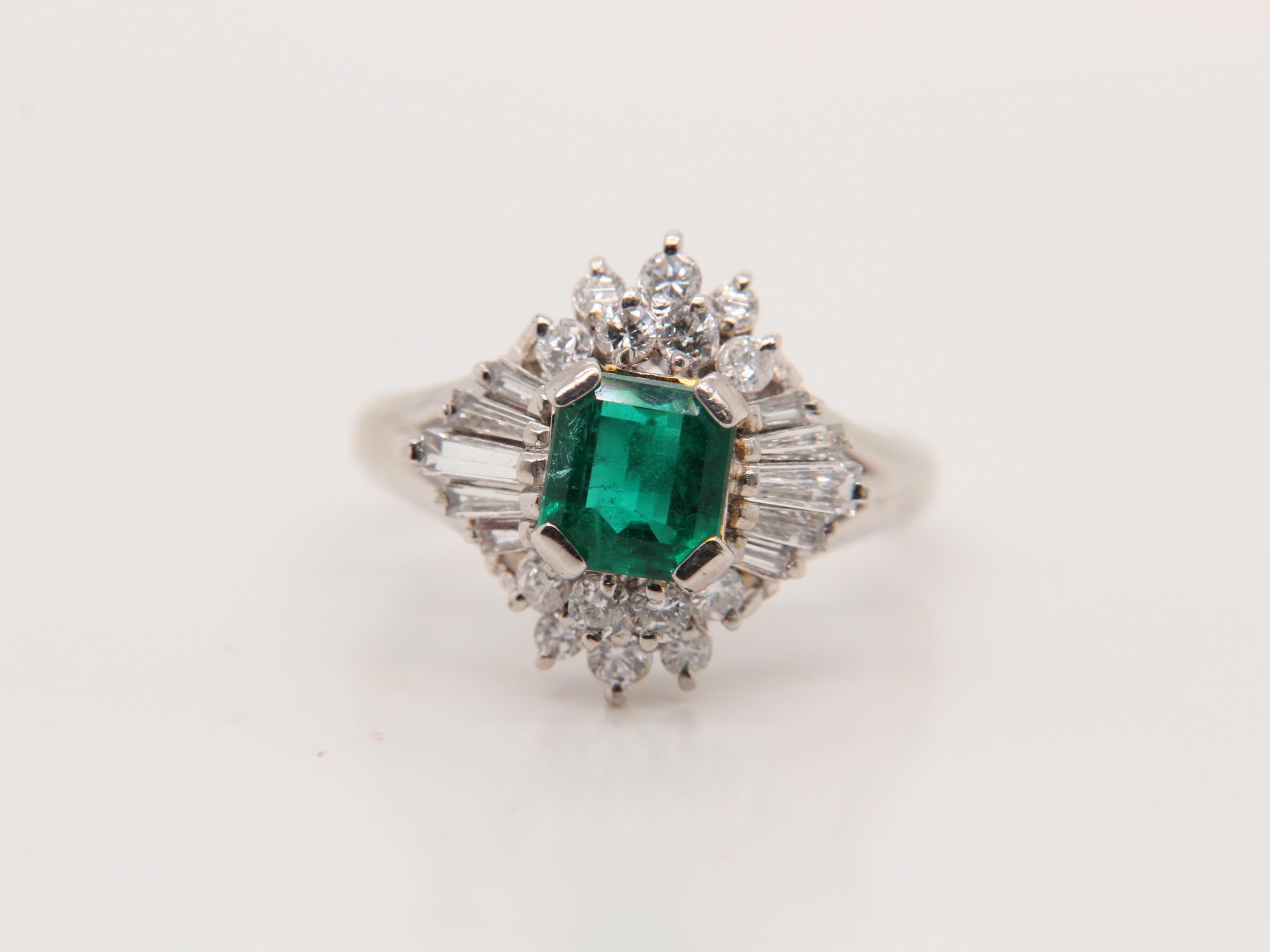 1.02 Carat Emerald and Diamond Ring in 18 Karat Gold