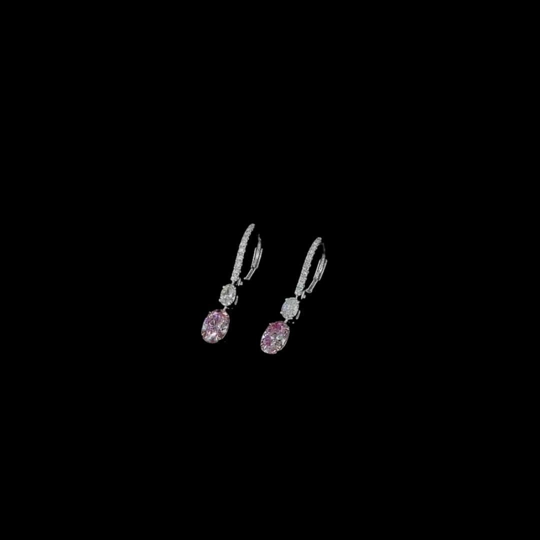 1.02 Carat Faint Pinkish Brown Diamond Earrings GIA Certified In New Condition For Sale In Kowloon, HK