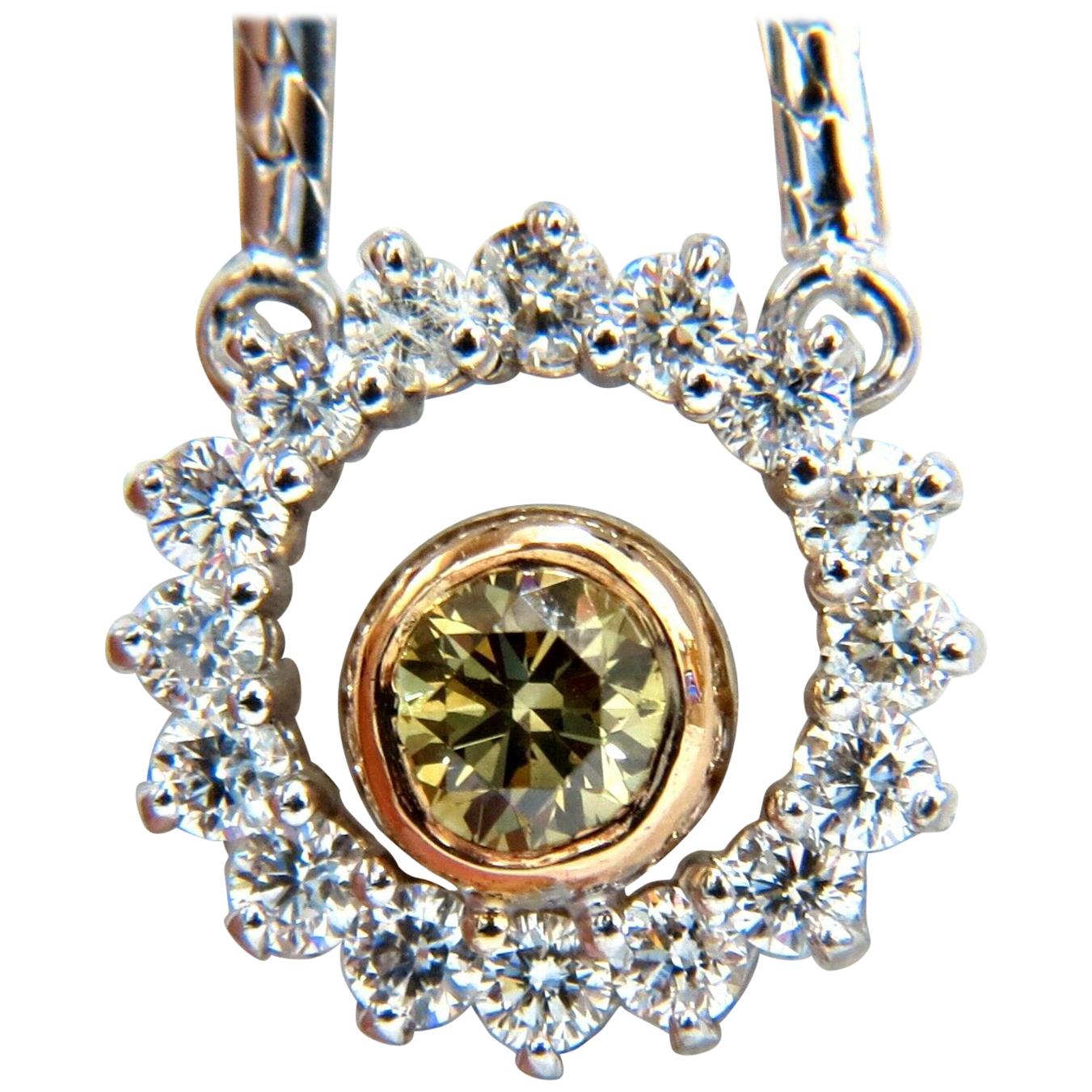 1.02 Carat Fancy Color Natural Yellow Brown Diamond Circle Eternity Necklace For Sale