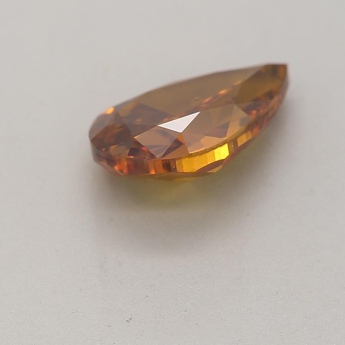 1.02 Carat Fancy Deep  Orange Brown Pear cut diamond Si2 Clarity GIA Certified In New Condition For Sale In Kowloon, HK