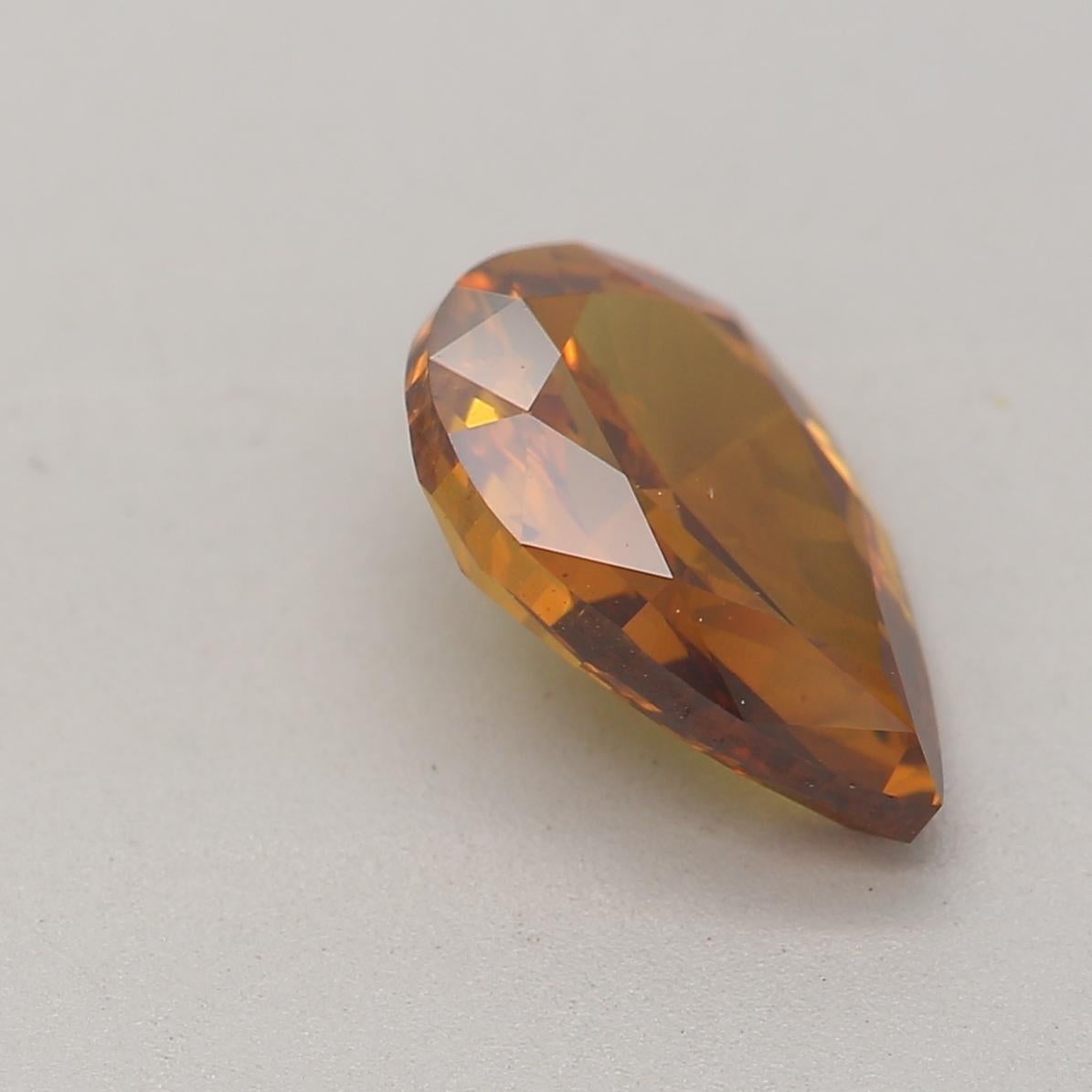 Women's or Men's 1.02 Carat Fancy Deep  Orange Brown Pear cut diamond Si2 Clarity GIA Certified For Sale