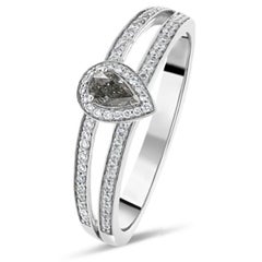 1.02 carat Fancy Gray Diamond Pear shape White Gold 18K Ring
