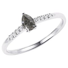 1,02 Karat Ausgefallener grauer Fancy-Diamant Birnenförmiger Weißgoldring aus Weißgold 18K