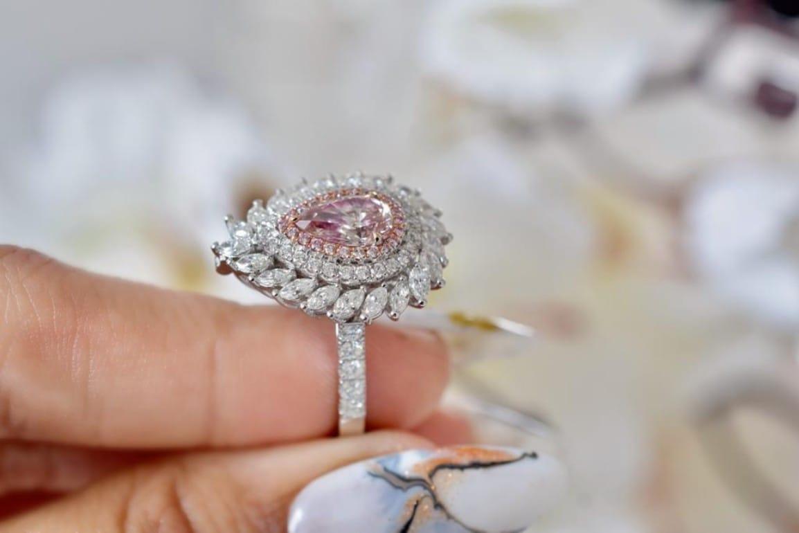 Pear Cut 1.02 Carat Fancy Pink Diamond Ring & Pendant Convertible VS Clarity AGL Cert
