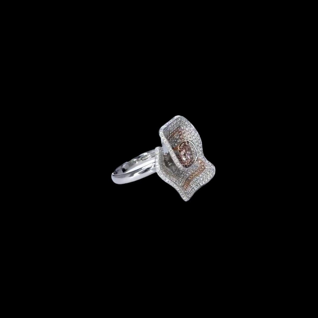 1.02 Carat Fancy Pink Diamond Ring SI Clarity AGL Certified For Sale 2