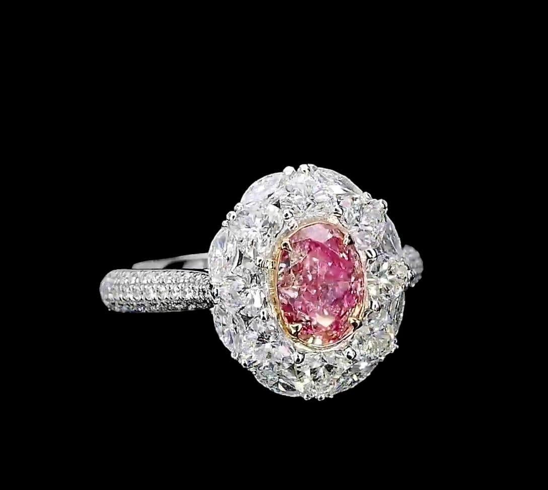 **100% NATURAL FANCY COLOUR DIAMOND JEWELRY**

✪ Jewelry Details ✪

♦ MAIN STONE DETAILS

➛ Stone Shape: Oval
➛ Stone Color: Fancy Pink
➛ Stone Clarity: VS
➛ Stone Weight: 1.02 carats
➛ AGL certified

♦ SIDE STONE DETAILS

➛ Side white diamonds - 62