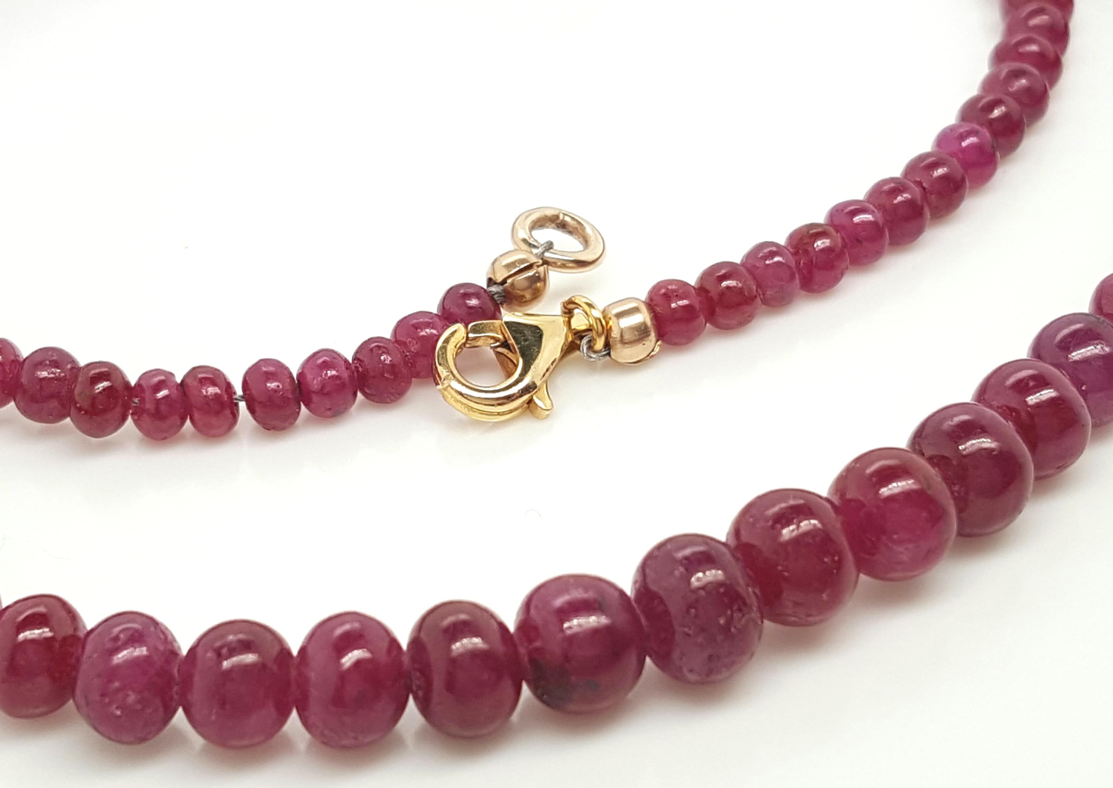 Women's or Men's 102 Carat Genuine Rondelle Ruby Beaded Necklace