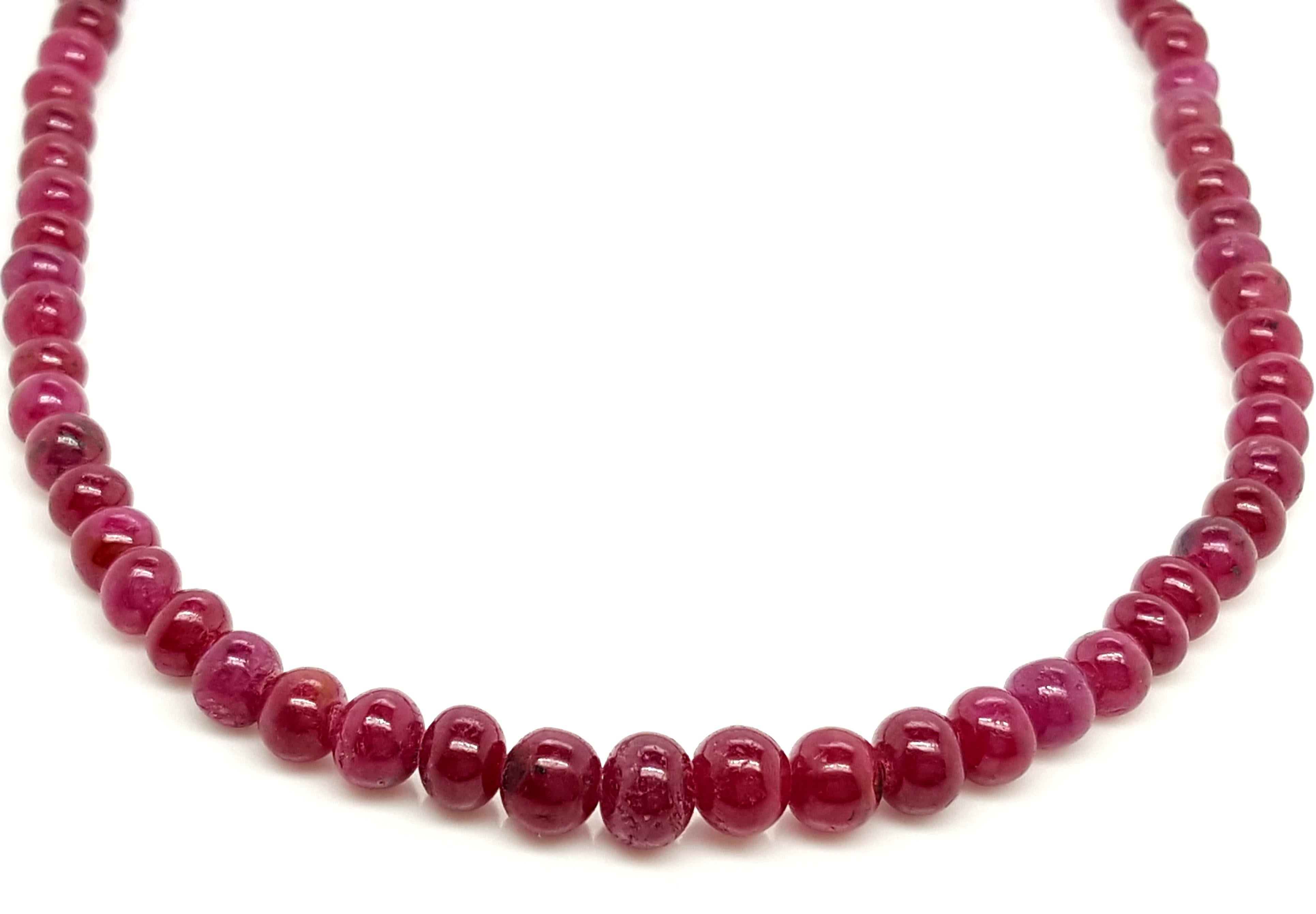 102 Carat Genuine Rondelle Ruby Beaded Necklace 2