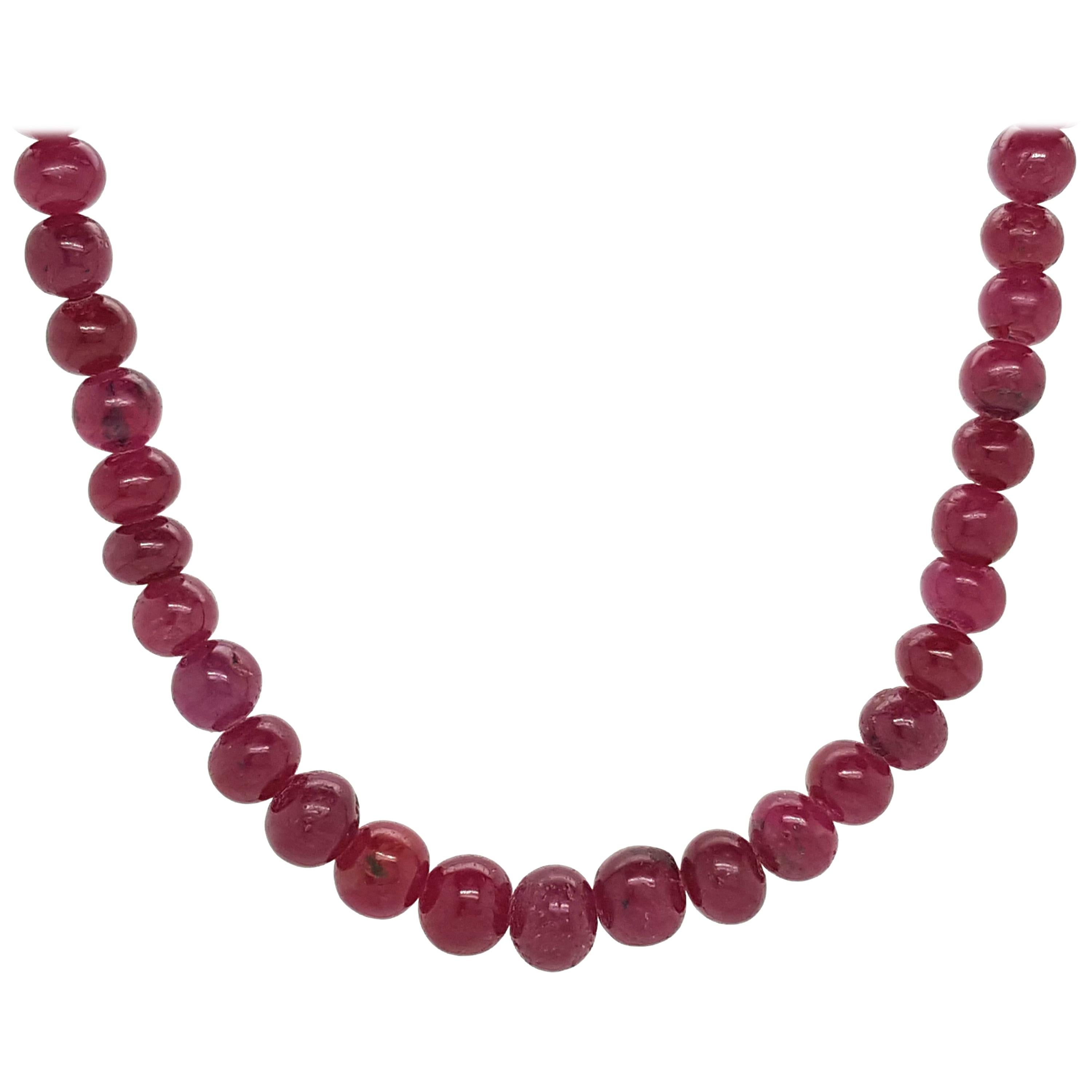 102 Carat Genuine Rondelle Ruby Beaded Necklace