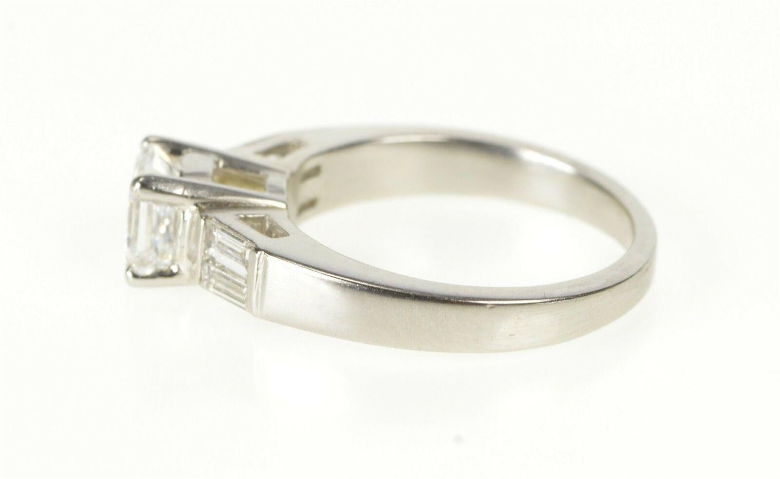 ·Item: Platinum GIA 1.02 Ascher E Color VS1 1.52 Ctw Emerald Cut Accent Diamond Engagement Ring Size 5.5 

·Era: Modern / 2000s  ·Composition: Platinum Marked/Tested 

·Gem Stone: GIA 1.02 Ascher E VS1 (Laser Inscribed GIA Cert Number on Girdle) ,