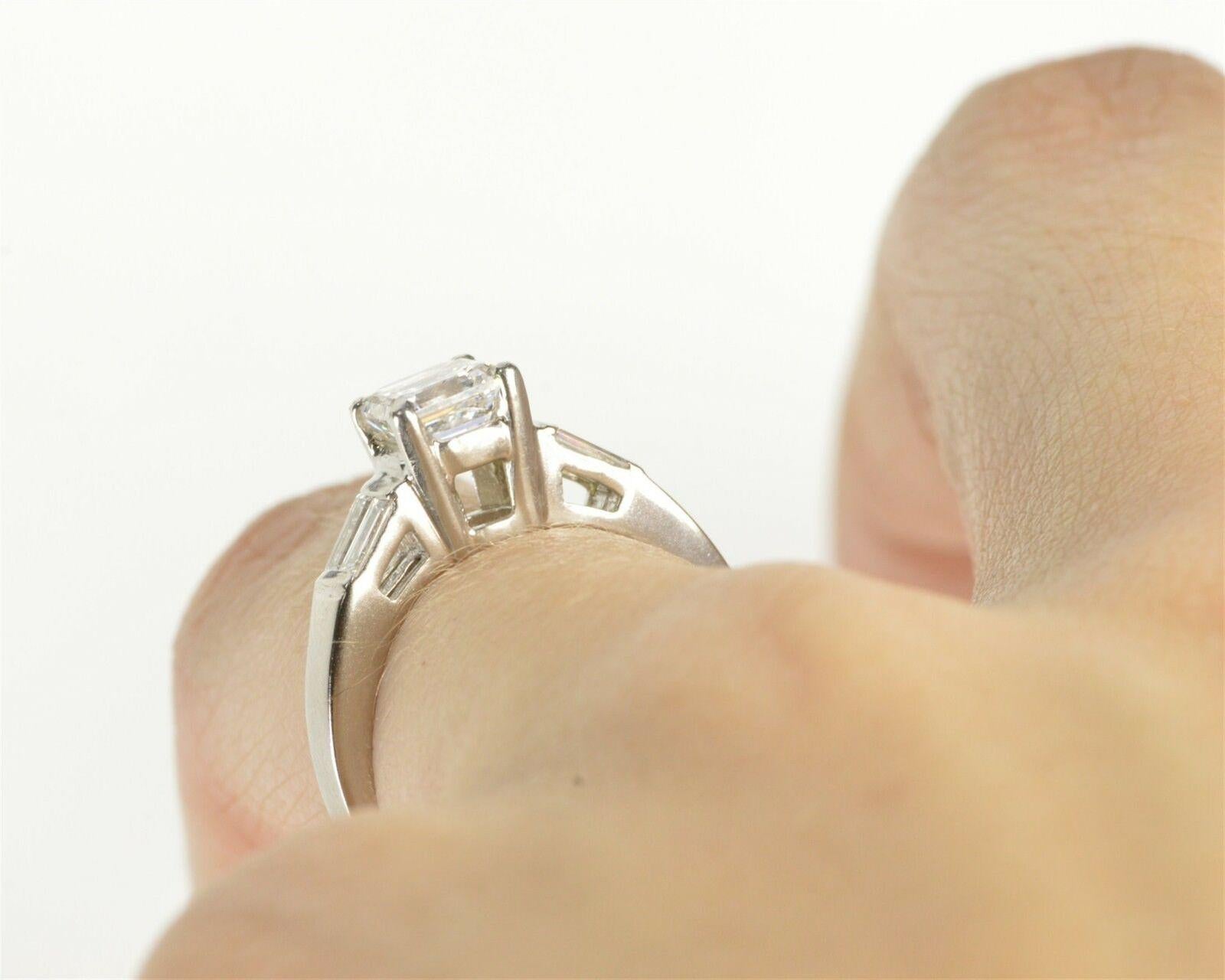 Women's 1.02 Carat GIA Certified Asscher Diamond Platinum Engagement Ring