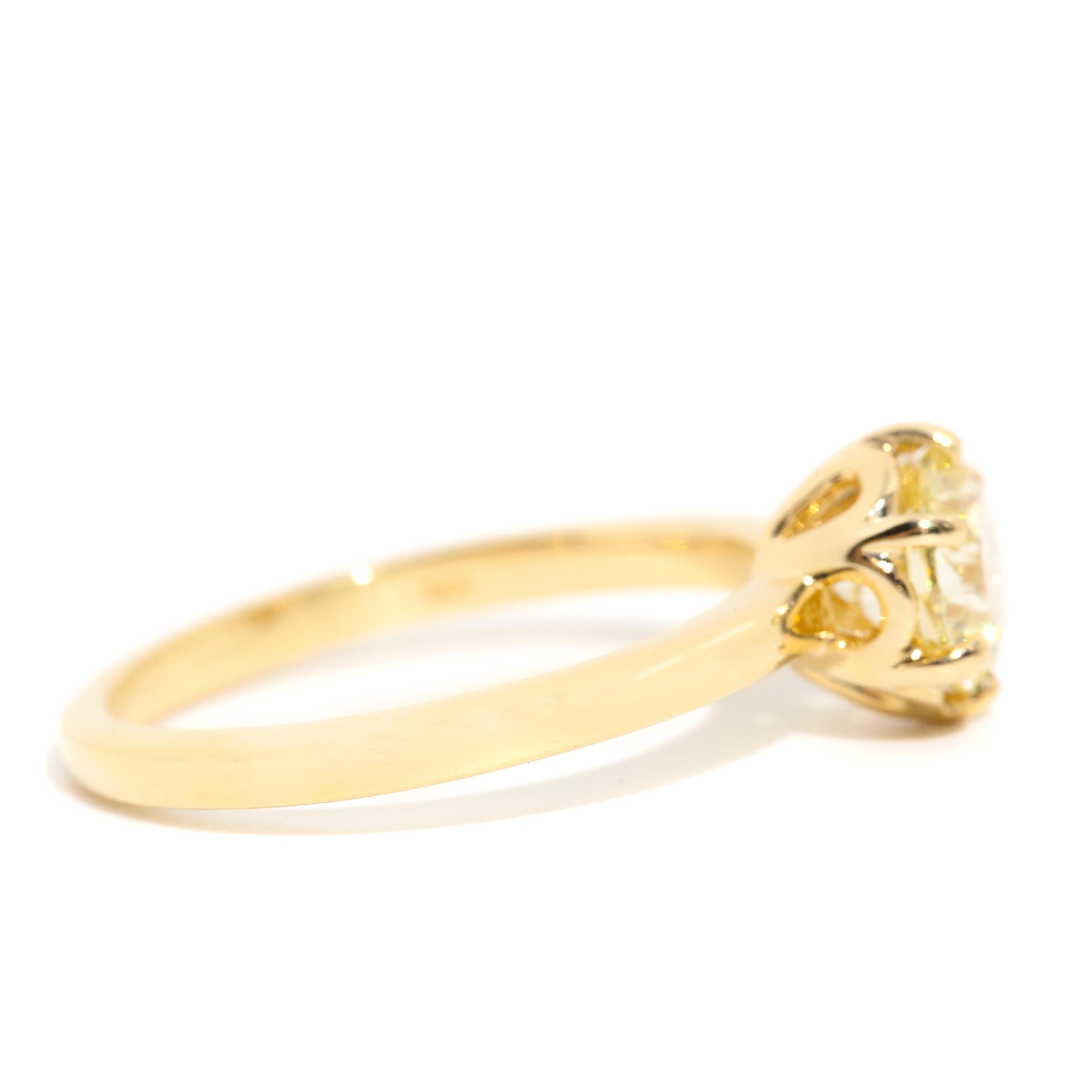 1.00 Carat GIA Certified Yellow Round Brilliant Cut Diamond Engagement Ring 4