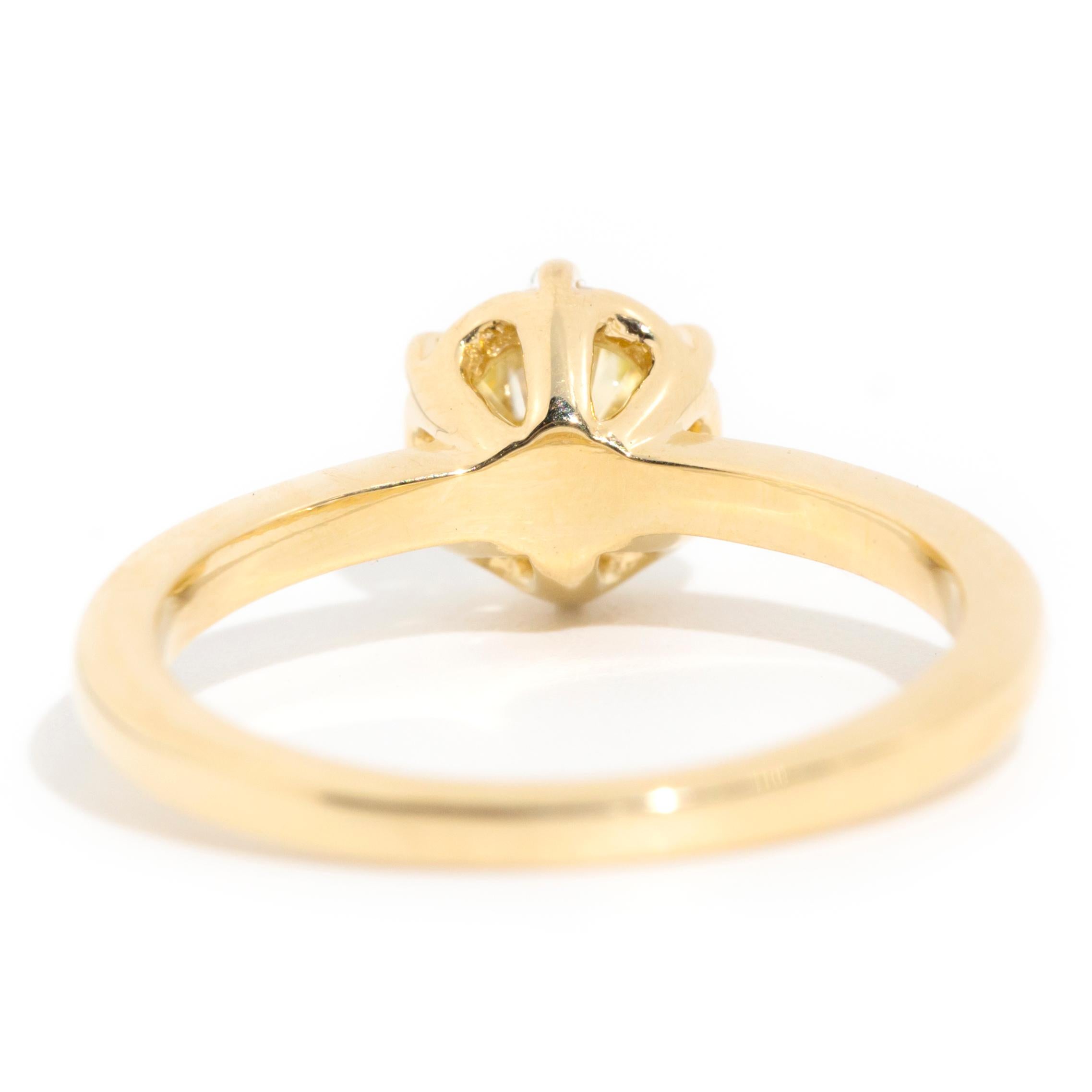 1.00 Carat GIA Certified Yellow Round Brilliant Cut Diamond Engagement Ring 7