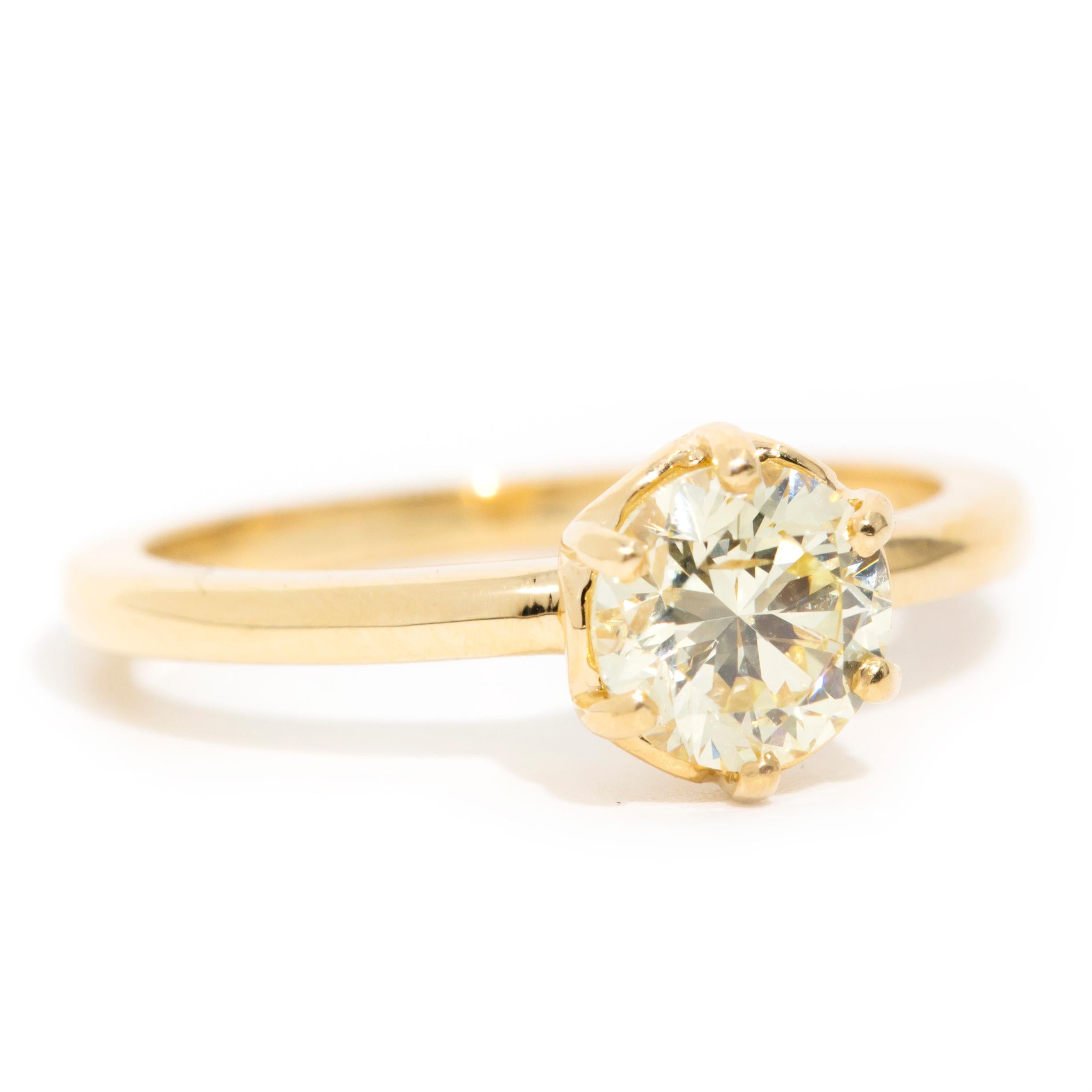 Contemporary 1.00 Carat GIA Certified Yellow Round Brilliant Cut Diamond Engagement Ring