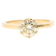 1.00 Carat GIA Certified Yellow Round Brilliant Cut Diamond Engagement Ring