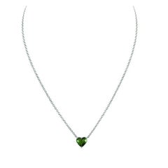 1.02 Carat Green Garnet Heart Necklace