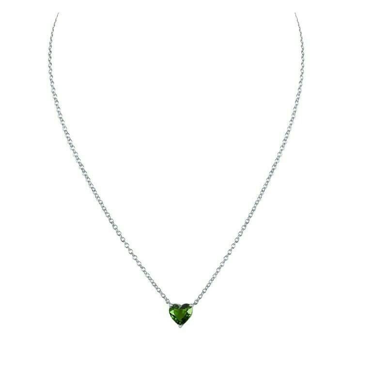 Heart Cut 1.02 Carat Green Garnet Heart Necklace For Sale