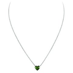 1.02 Carat Green Garnet Heart Necklace