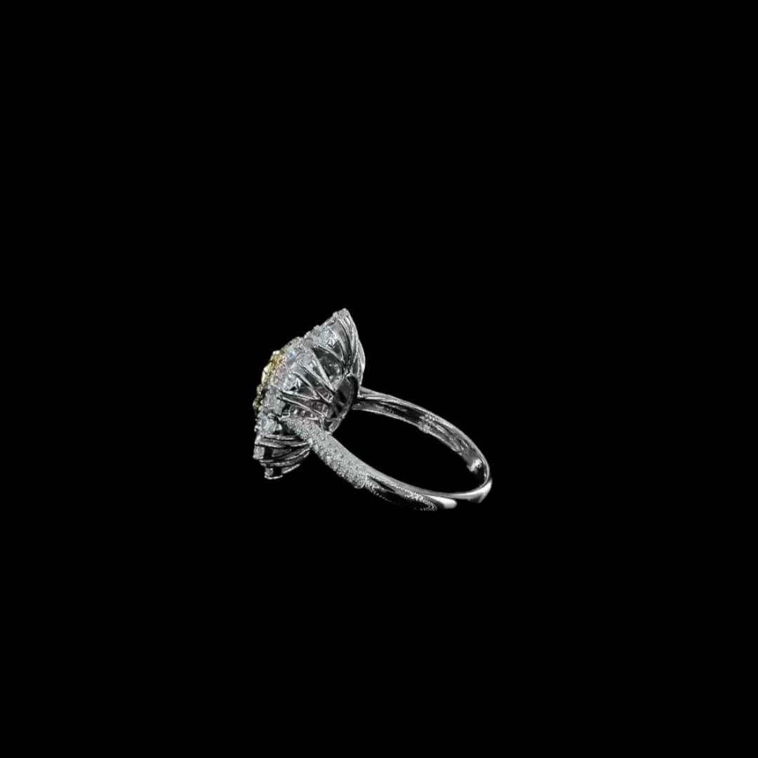 1.02 Carat Light Greenish Yellow Diamond Ring SI1 Clarity GIA Certified For Sale 2