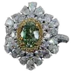 Bague certifiée GIA, diamant jaune clair vert-de-gris de 1,02 carat, pureté SI1
