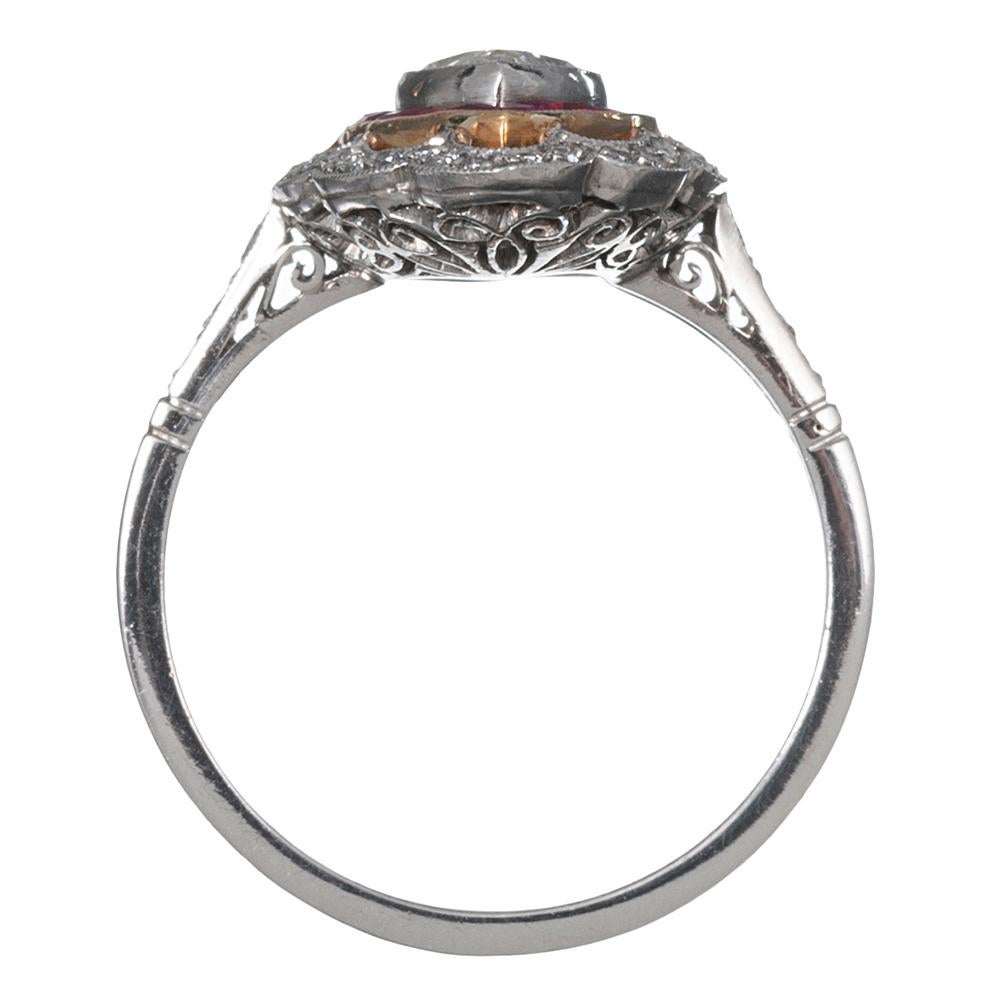 Women's 1.02 Carat Marquis Diamond and Ruby Ring