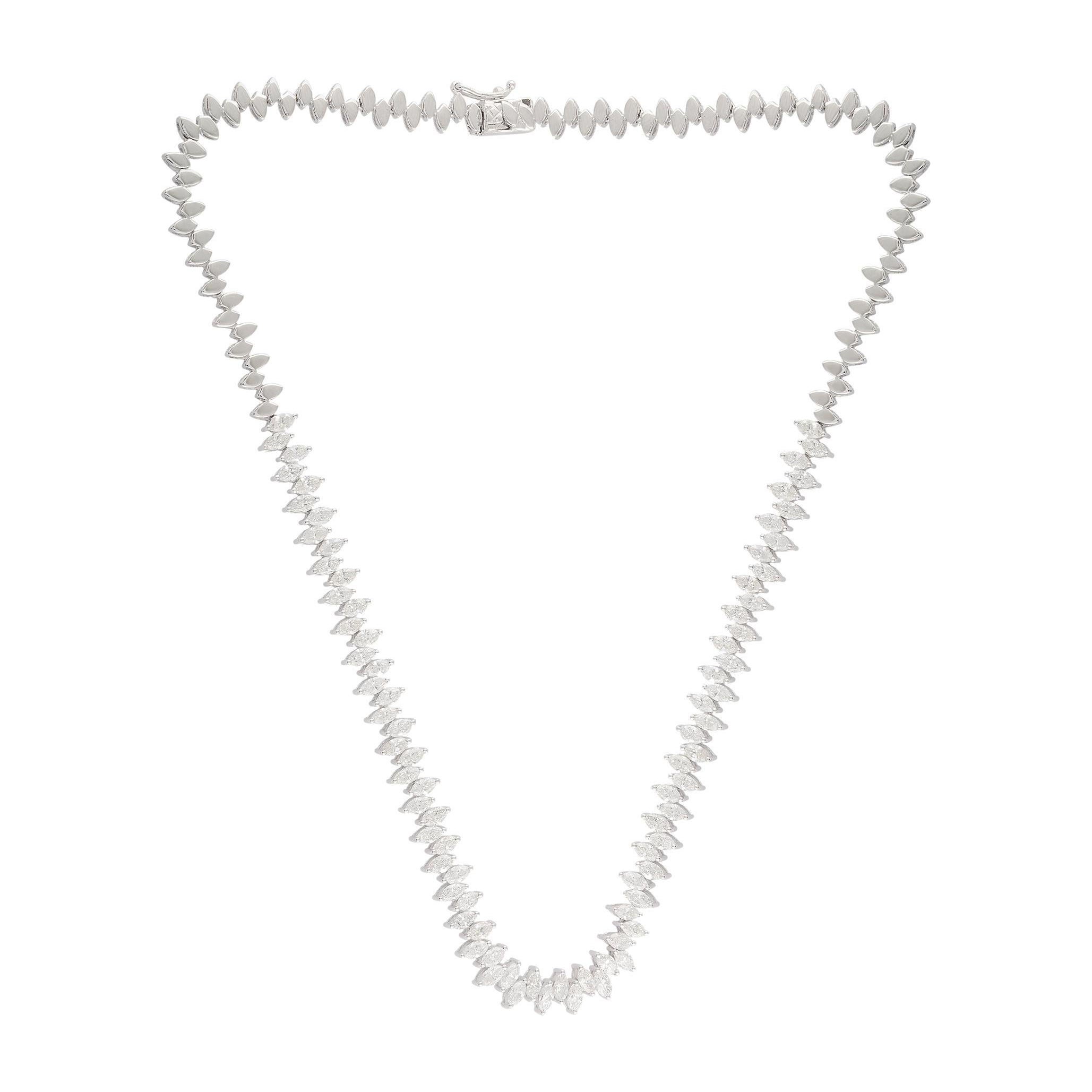 10,2 Karat Marquise Diamant Tennis Halskette 14 Karat Weißgold Feiner Schmuck