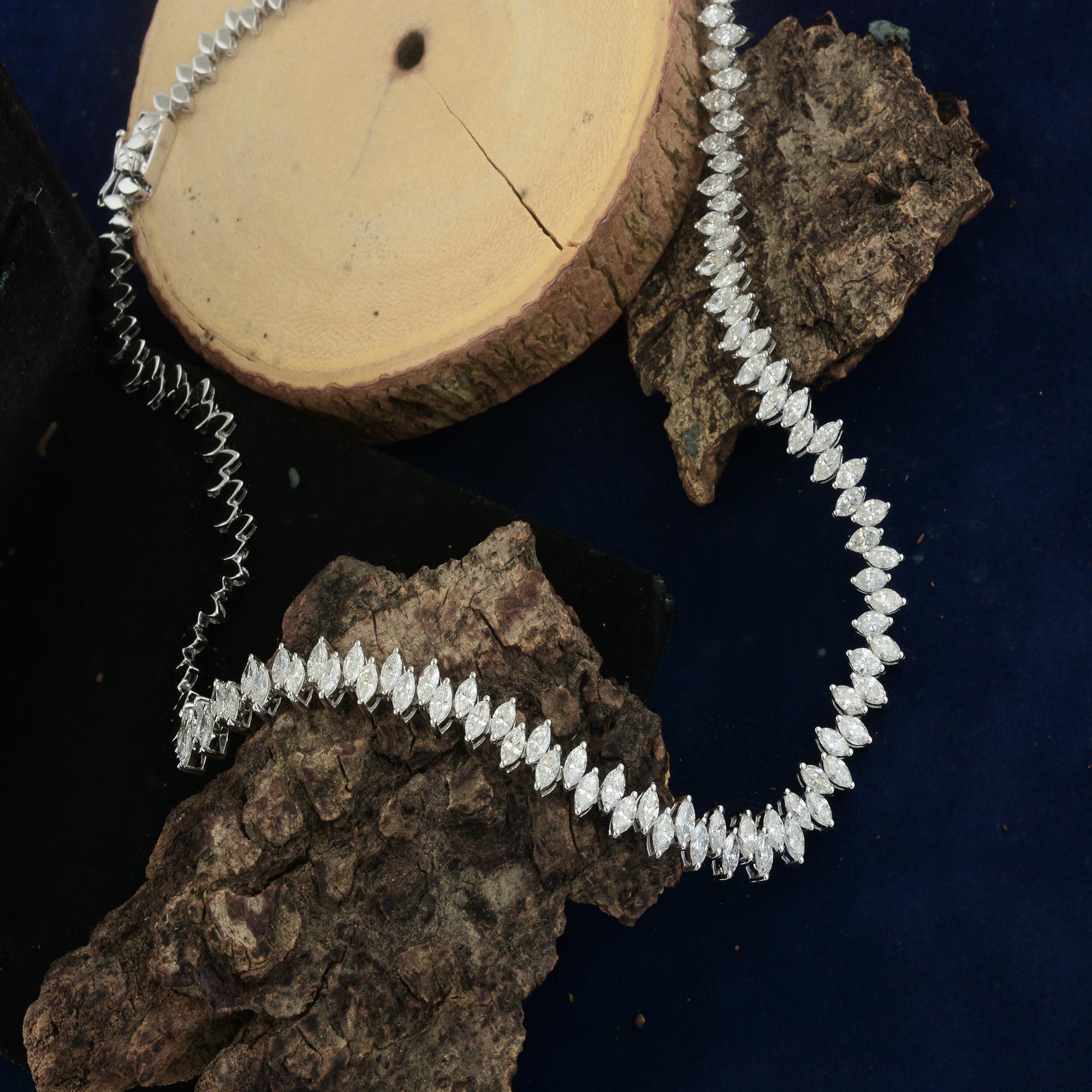 10,2 Karat Marquise Diamant-Tennis-Halskette 18 Karat Weißgold Feine Juwelen (Zeitgenössisch) im Angebot