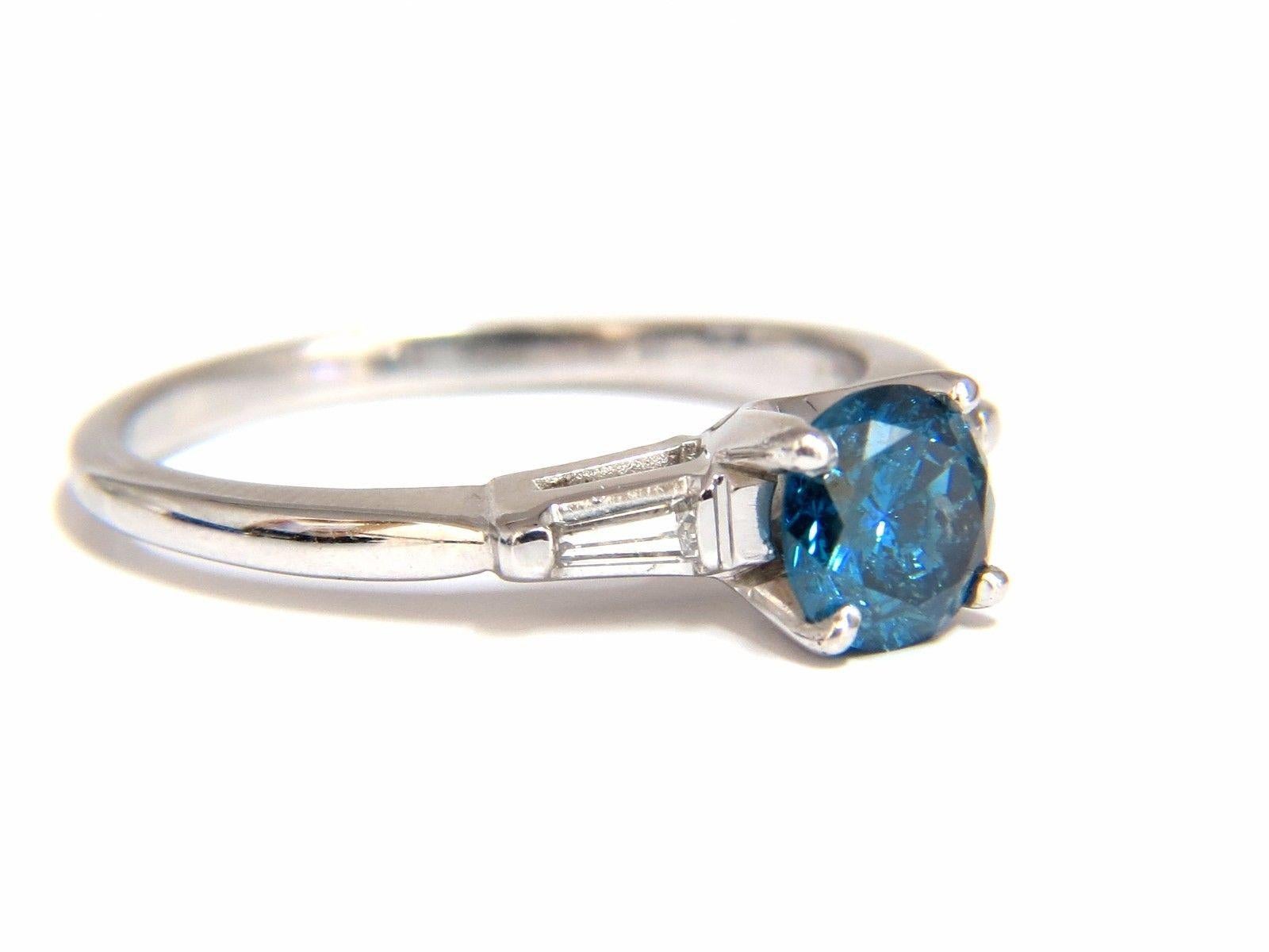Women's or Men's 1.02 Carat Metallic Blue Diamond Ring 14 Karat