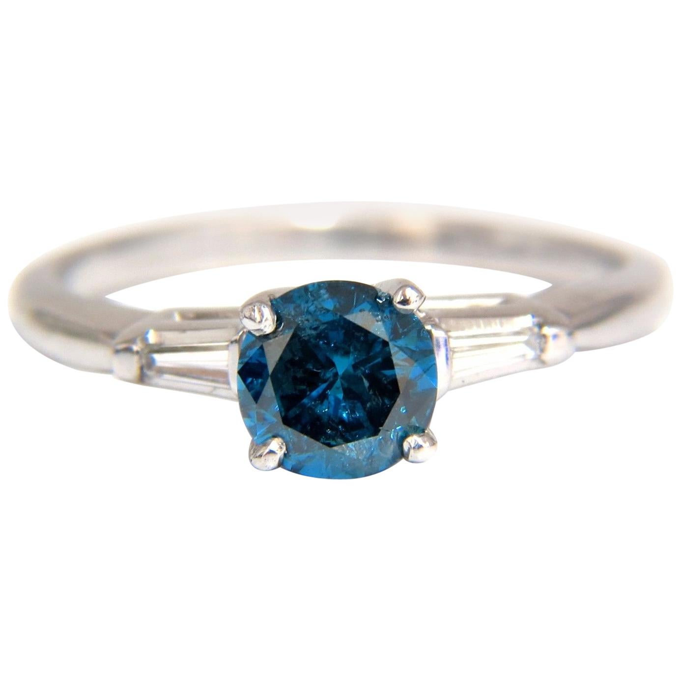 1.02 Carat Metallic Blue Diamond Ring 14 Karat