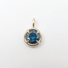 1.02 Carat Natural Blue Diamond Round Solstice Pendant in 14 Karat Yellow Gold