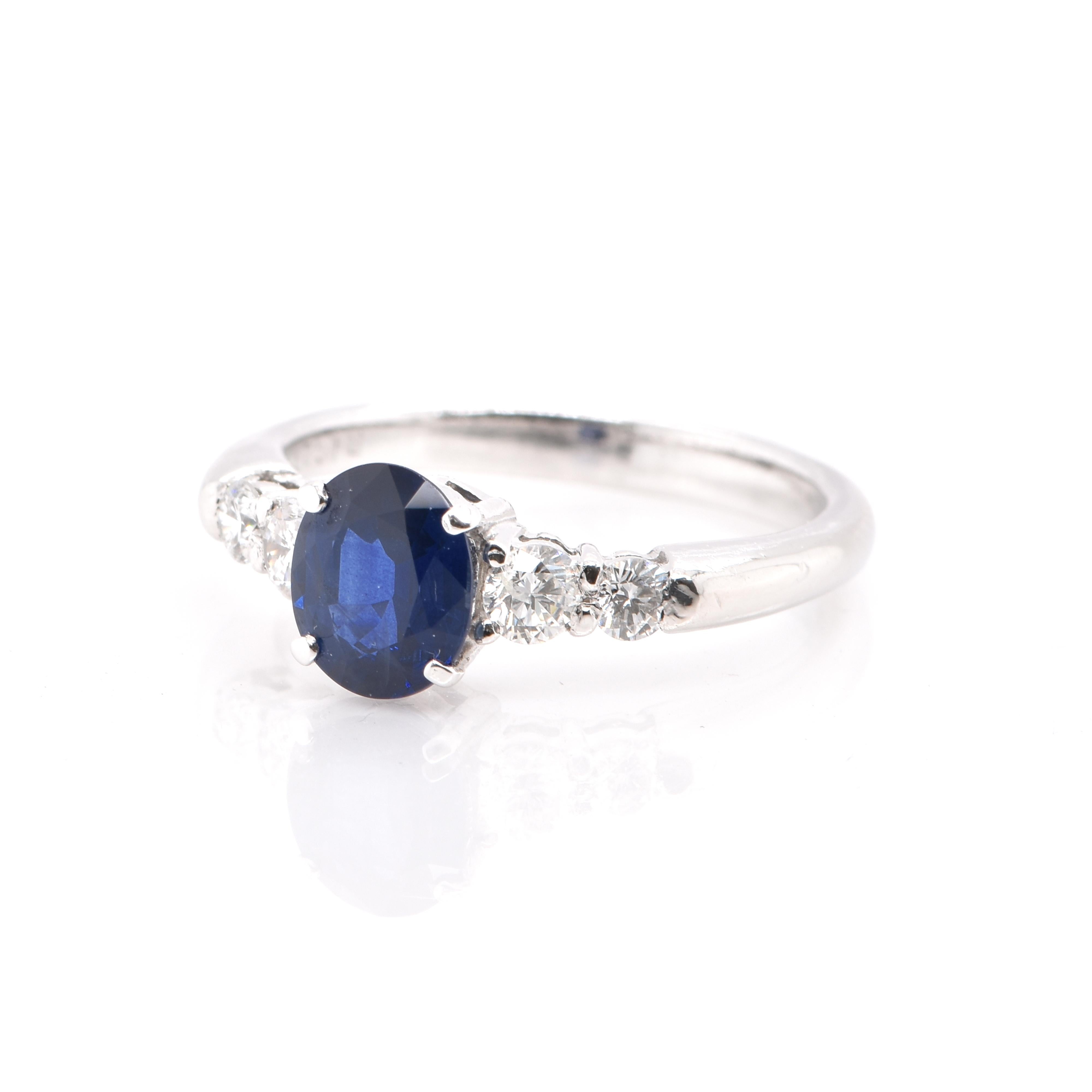 Modern AIGS Certified 1.02 Carat Natural Cornflower Blue Sapphire Ring set in Platinum For Sale