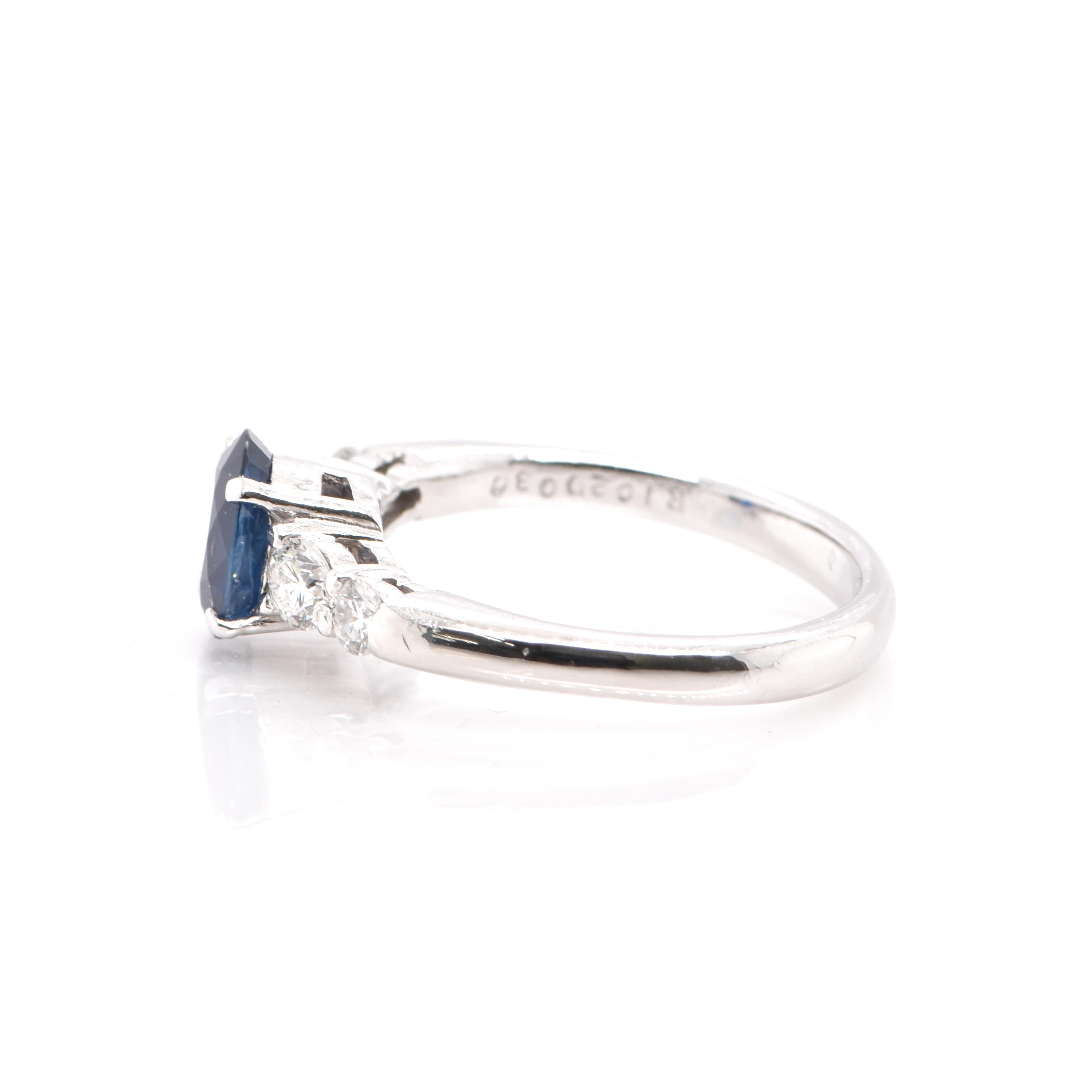 Oval Cut AIGS Certified 1.02 Carat Natural Cornflower Blue Sapphire Ring set in Platinum For Sale