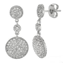 1.02 Carat Natural Diamond Round Drop Earrings G SI 14k White Gold