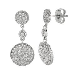 1.02 Carat Natural Diamond Round Drop Earrings G SI 14k White Gold