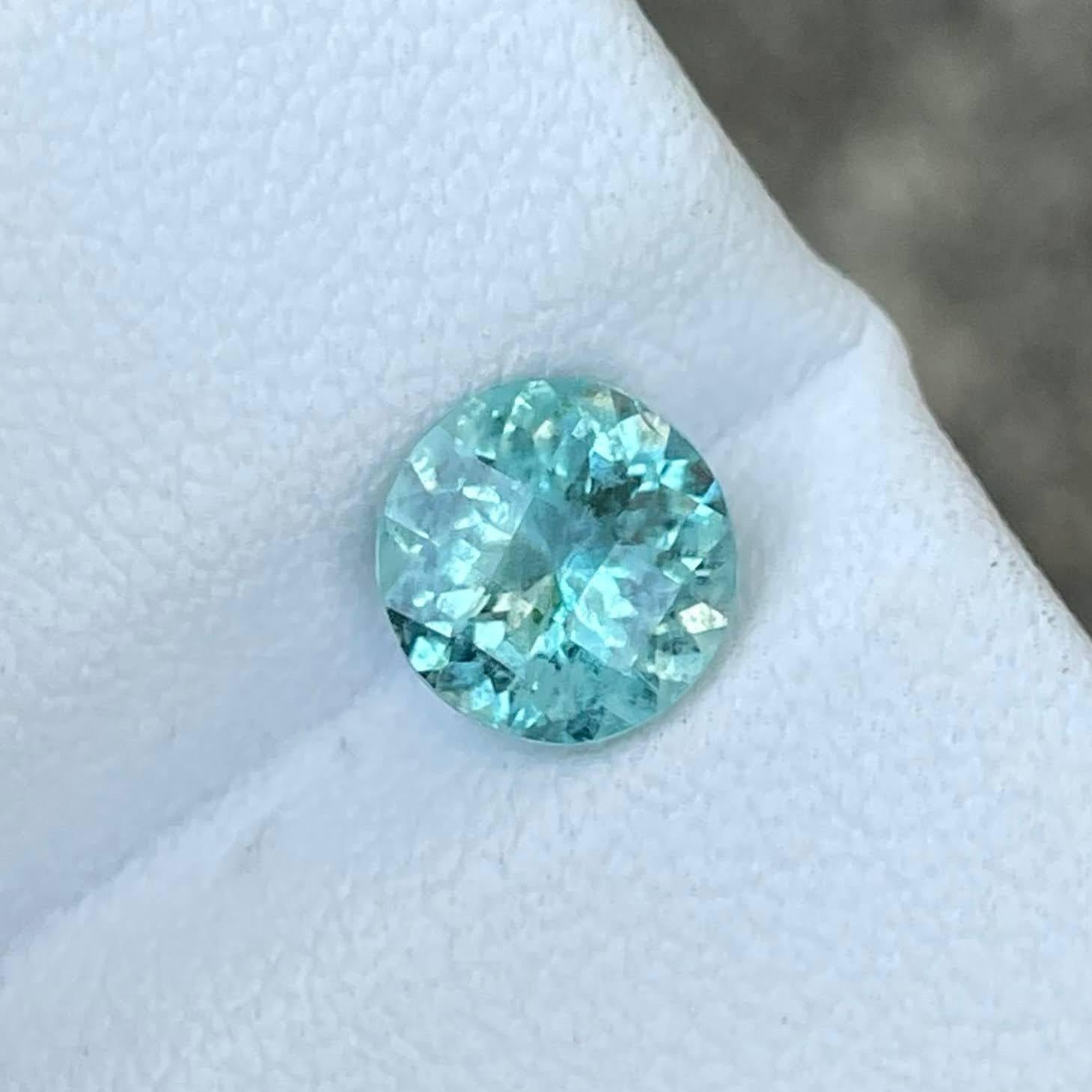 1,02 Karat Blauer Aquamarin Rund Geformt Natürlicher Afrikanischer Edelstein im Angebot 3