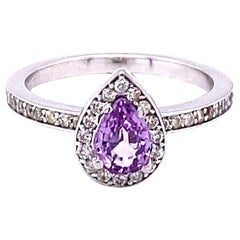 1.02 Carat Natural Pink Sapphire Diamond Engagement Ring in 14 Karat White Gold (Bague de fiançailles en or blanc 14 carats)