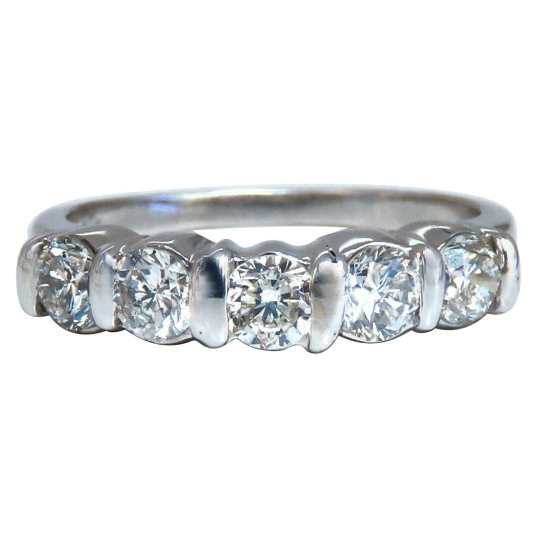 1.02 Carat Natural Round Diamonds Channel Band Platinum Ring*