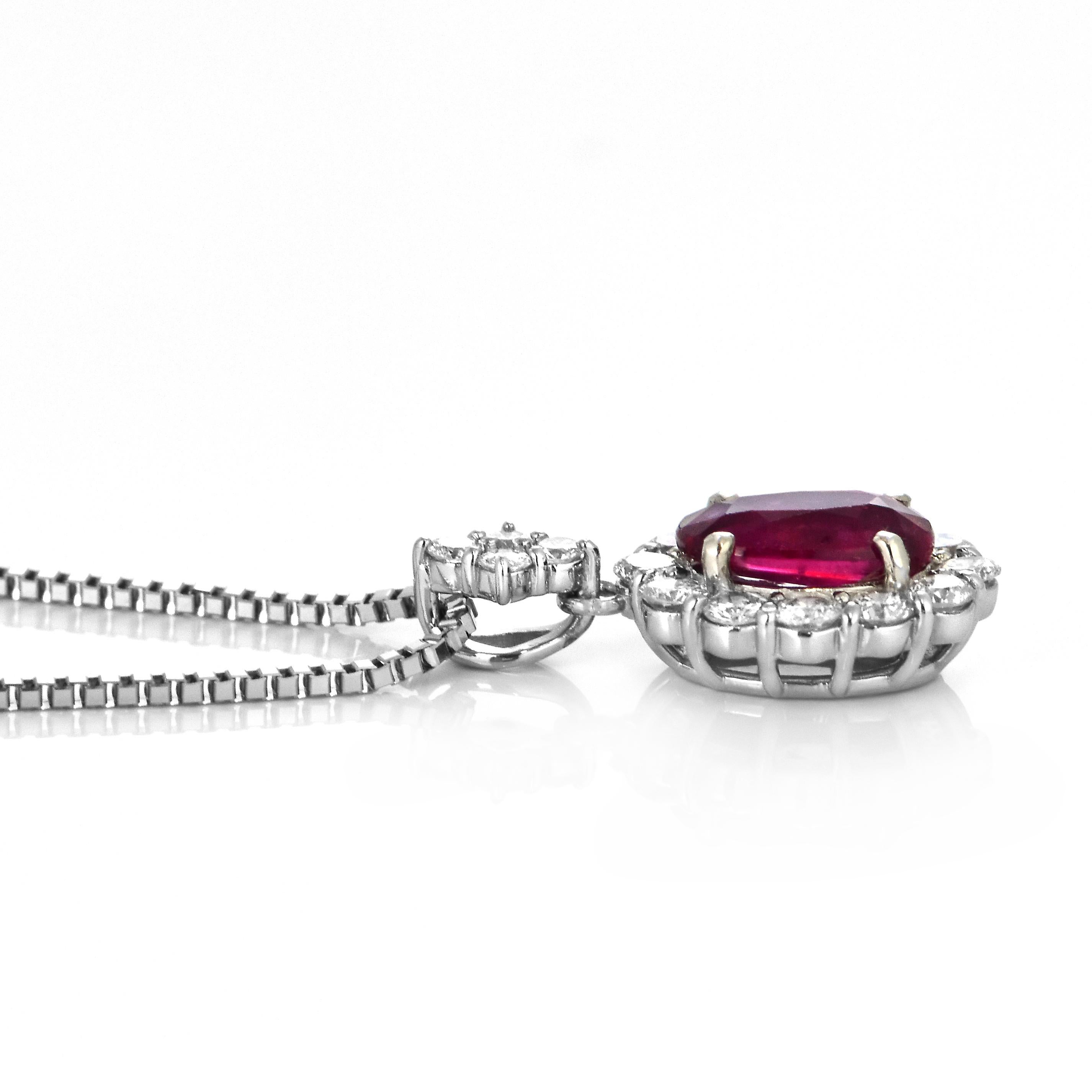 De las mujeres Collar Colgante de Rubí Sangre de Paloma y Diamantes de 1,02 quilates naturales, sin tratar en venta