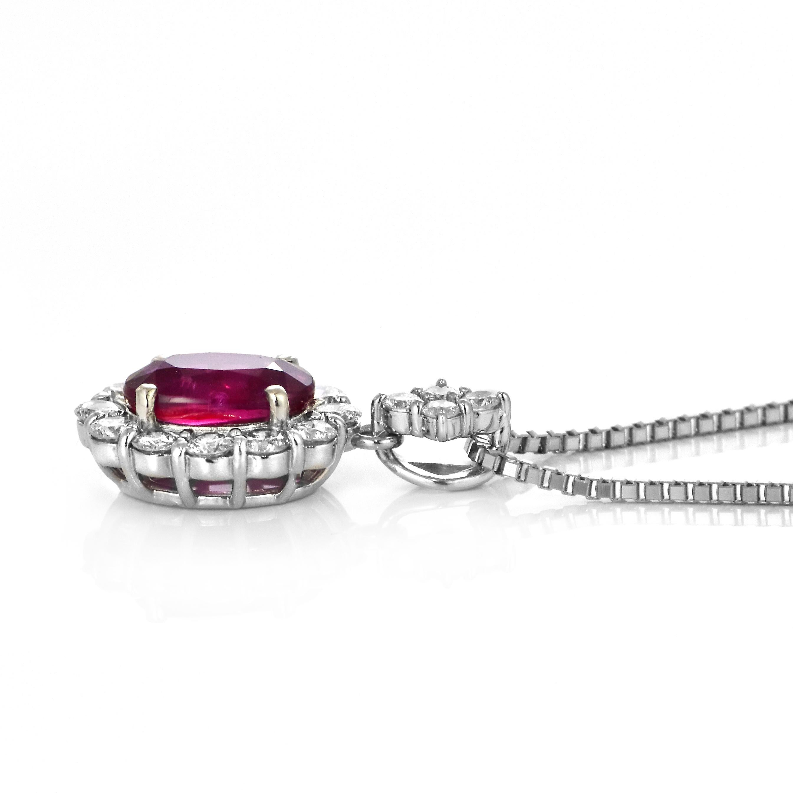 Collar Colgante de Rubí Sangre de Paloma y Diamantes de 1,02 quilates naturales, sin tratar en venta 1