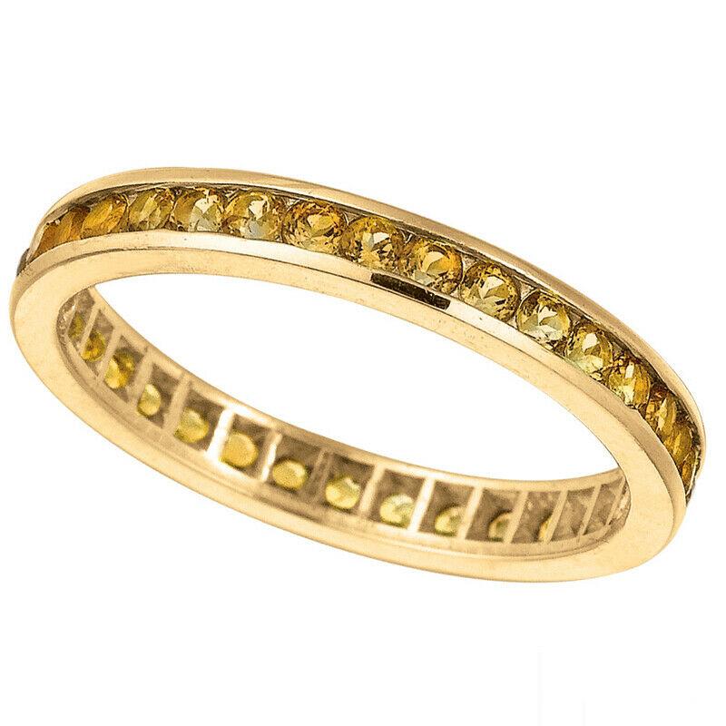 For Sale:  1.02 Carat Natural Yellow Sapphire Eternity Ring Band 14k Yellow Gold 2