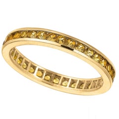 1.02 Carat Natural Yellow Sapphire Eternity Ring Band 14k Yellow Gold