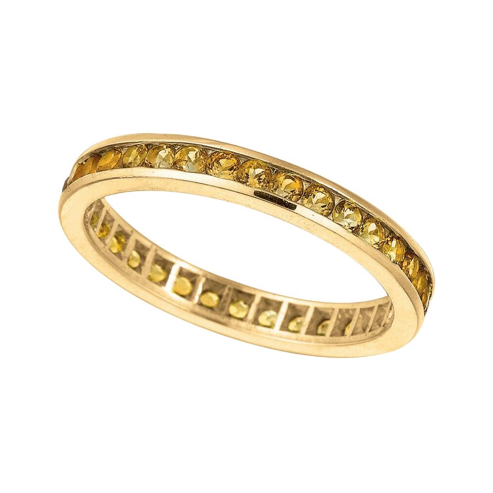 1.02 Carat Natural Yellow Sapphire Eternity Ring Band 14k Yellow Gold