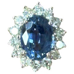 1,02 Karat unbehandelter blauer Saphir & Diamantring aus 14 Karat Weißgold