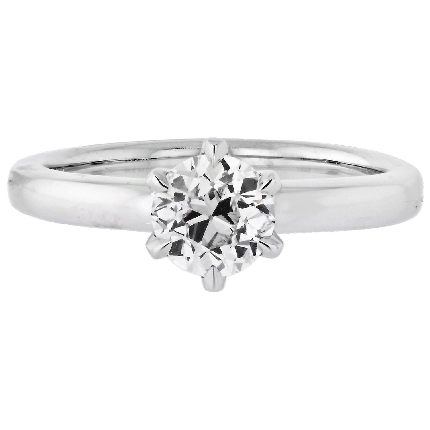 1.02 Carat Old European Cut Diamond G/VS2 GIA Solitaire Engagement Ring For Sale