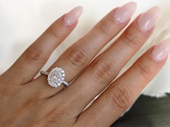 1.02 Carat Oval Diamond Halo Engagement Ring, 14 Carat White Gold