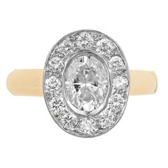 1.02 Carat Oval Diamond Halo Gold Engagement Ring