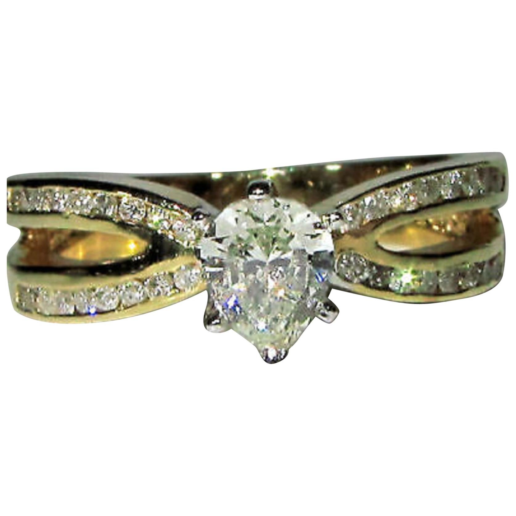 1.02 Carat Pear Shape Diamond Ring 14 Karat Modern Class