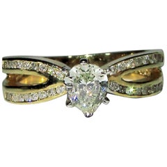 1.02 Carat Pear Shape Diamond Ring 14 Karat Modern Class